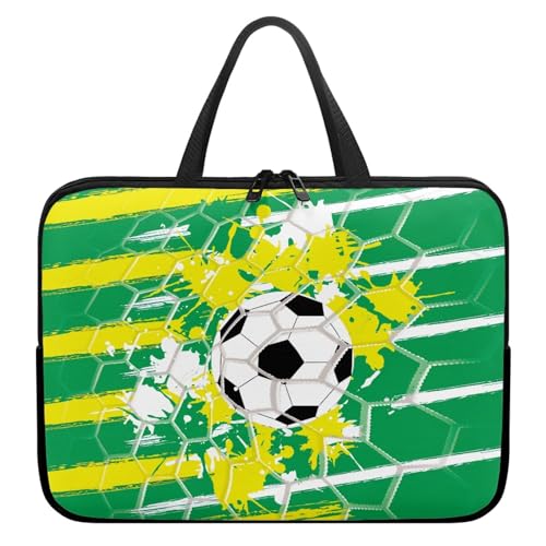 Treer Bunt Fußballstil Laptoptasche, Handtasche Damen Herren, Laptop Tasche mit Reißverschluss, Wasserdichte Laptop Rucksack,Notebook Tasche für Reisen/Business/Schule (Grün 2,15 Zoll) von Treer
