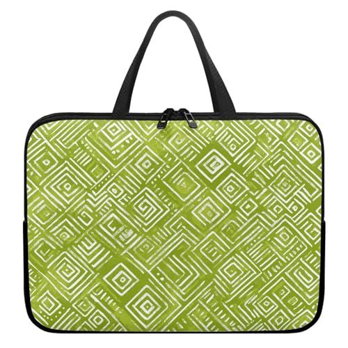 Treer Bunte Geometrie Laptoptasche, Handtasche Damen Herren, Laptop Tasche mit Reißverschluss, Wasserdichte Laptop Rucksack,Notebook Tasche für Reisen/Business/Schule (Grün,15 Zoll) von Treer