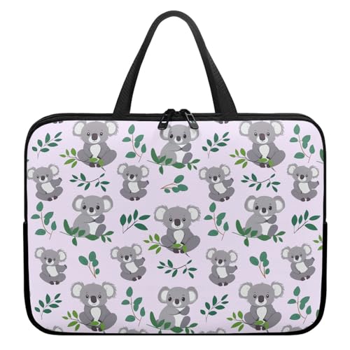 Treer Cartoon Kara Druck Laptoptasche, Handtasche Damen Herren, Laptop Tasche mit Reißverschluss, Wasserdichte Laptop Rucksack, Notebook Tasche für Reisen/Business/Schule (Grüne Blätter,10 Zoll) von Treer