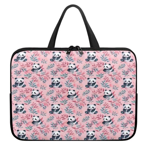 Treer Cartoon-Panda-Druck Laptoptasche, Handtasche Damen Herren, Laptop Tasche mit Reißverschluss, Wasserdichte Laptop Rucksack, Notebook Tasche für Reisen/Business/Schule (Pflanze,13 Zoll) von Treer