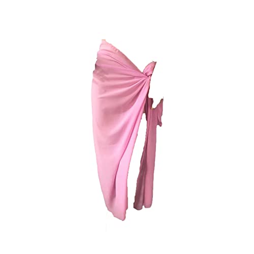 Treer Damen Strand Sarong Pareo Abdeckung Sommer Vertuschung Wrap Wickel Chiffon Halbtransparent Badeanzug Strandkleid Bikini Rock Cover up für Frauen Mädchen -145x110cm,Rosa von Treer
