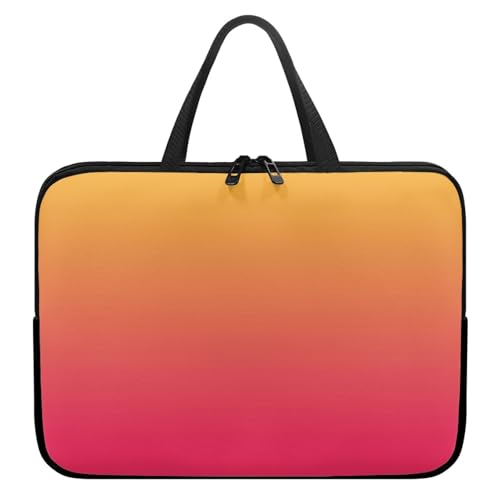 Treer Einfacher Farbverlauf Laptoptasche, Handtasche Damen Herren, Laptop Tasche mit Reißverschluss, Wasserdichte Laptop Rucksack,Notebook Tasche für Reisen/Business/Schule (Orange,17 Zoll) von Treer