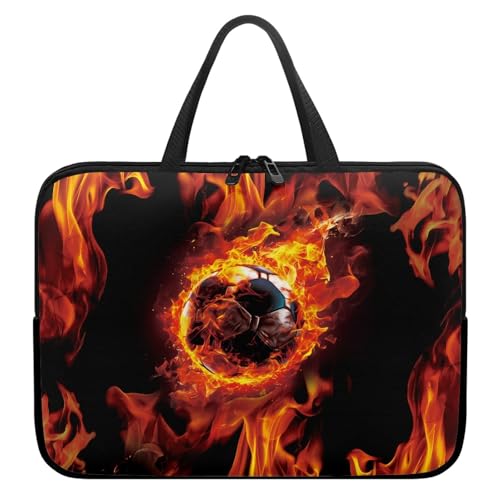 Treer Einfacher Fußballdruck Laptoptasche,Handtasche Damen Herren, Laptop Tasche mit Reißverschluss, Wasserdichte Laptop Rucksack, Notebook Tasche für Reisen/Business/Schule (Fußball,12 Zoll) von Treer
