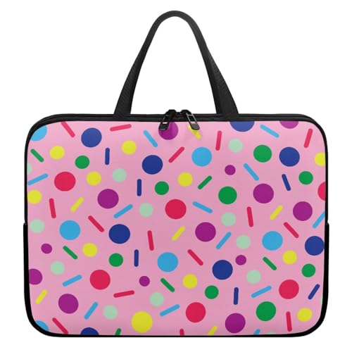 Treer Einfacher Punktstil Laptoptasche, Handtasche Damen Herren, Laptop Tasche mit Reißverschluss, Wasserdichte Laptop Rucksack,Notebook Tasche für Reisen/Business/Schule (Pink,10 Zoll) von Treer