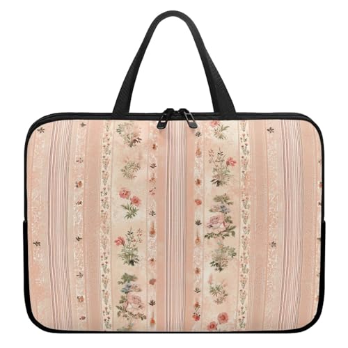 Treer Europäischen Stil Blumen Laptoptasche, Handtasche Damen Herren, Laptop Tasche mit Reißverschluss, Wasserdichte Laptop Rucksack,Notebook Tasche für Reisen/Business/Schule (Rosa,13 Zoll) von Treer