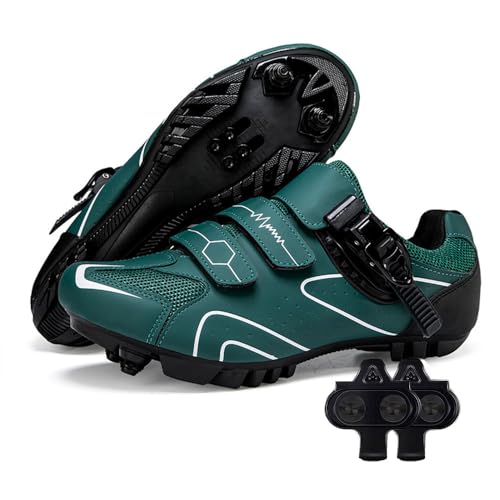 Treer Fahrradschuhe Herren Damen, 36-47 EU Rennradschuhe mit Cleats Schuhe Rennrad Schuh Mountain Bikes Schuhe Kompatibel Outdoor Radschuhe Fahrrad Indoor Spin (Green,40) von Treer