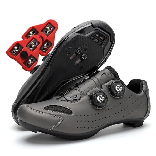 Treer Fahrradschuhe Herren Damen, 36EU-47EU Rennradschuhe Schuhe Look SPD Cleats - Rennrad Schuh Mountain Bikes Schuhe Kompatibel Outdoor Radschuhe Fahrrad Indoor Spin (Anthrazit,46) von Treer