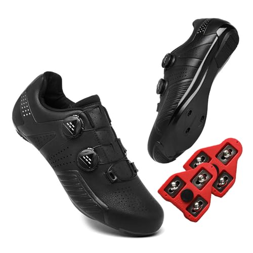 Treer Fahrradschuhe Herren Damen, Rennradschuhe Schuhe 36EU-47EU, Look SPD-Cleats Rennrad Schuh Mountain Bikes Schuhe Kompatibel Outdoor Radschuhe Fahrrad Indoor Spin (Schwarz,37) von Treer