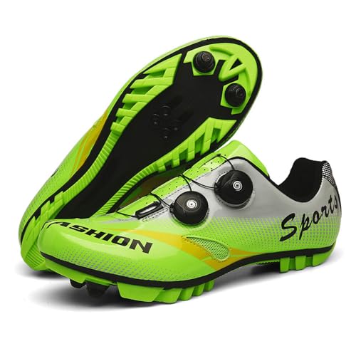 Treer Fahrradschuhe Herren Damen Mountain Bikes Schuhe, Rennradschuhe mit Cleats SPD Schuhe Rennrad Schuh Kompatibel Outdoor Radschuhe Fahrrad Indoor Spin, Herbst Neu, 47EU Grün Treer Fahrradschuhe Herren Damen Mountain Bikes Schuhe, Rennradschuhe mit Cleats SPD Schuhe Rennrad Schuh Kompatibel Outdoor Radschuhe Fahrrad Indoor Spin, Herbst Neu, 47EU Grün von Treer