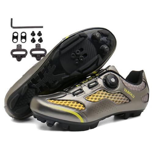 Treer Fahrradschuhe Herren Damen Mountain Bikes Schuhe, Rennradschuhe mit Cleats SPD Schuhe Rennrad Schuh Kompatibel Outdoor Radschuhe Fahrrad Indoor Spin 36 EU Mountain Bikes Schuhe von Treer