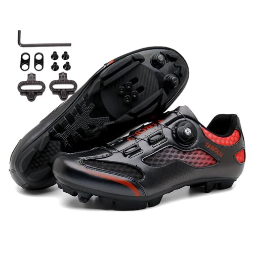 Treer Fahrradschuhe Herren Damen Mountain Bikes Schuhe, Rennradschuhe mit Cleats SPD Schuhe Rennrad Schuh Kompatibel Outdoor Radschuhe Fahrrad Indoor Spin 37 EU Mountain Bikes Schuhe von Treer