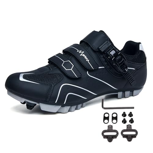 Treer Fahrradschuhe Herren Damen Mountain Bikes Schuhe Rennradschuhe mit Cleats SPD Schuhe Rennrad Schuh Kompatibel Outdoor Radschuhe Fahrrad Indoor Spin Mountain Bikes Schuhe von Treer