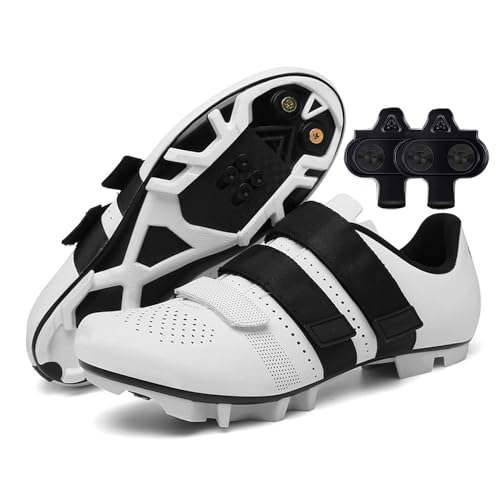 Treer Fahrradschuhe Herren Damen Rennradschuhe mit Cleats Schuhe Rennrad Schuh Mountain Bikes Schuhe 36-47 EU Kompatibel Outdoor Radschuhe Fahrrad Indoor Spin (Weiß,38) von Treer