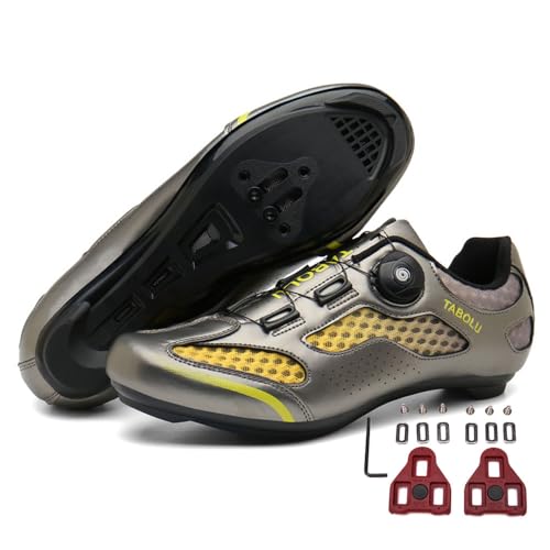 Treer Fahrradschuhe Herren Damen Rennradschuhe mit SPD Cleats, Schuhe Rennrad Schuhe Mountain Road Bikes Schuh Kompatibel Outdoor Radschuhe Fahrrad Indoor Spin 40 EU - Rennradschuhe von Treer