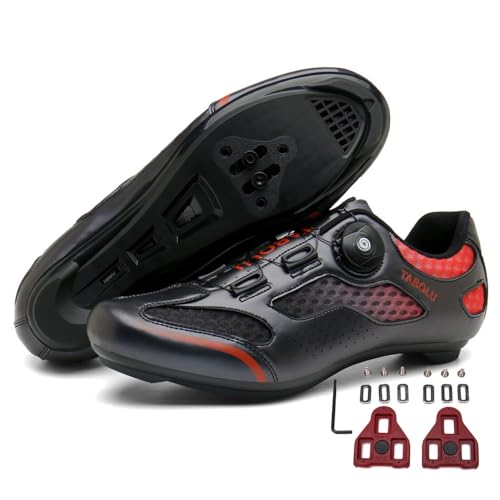 Treer Fahrradschuhe Herren Damen Rennradschuhe mit SPD Cleats, Schuhe Rennrad Schuhe Mountain Road Bikes Schuh Kompatibel Outdoor Radschuhe Fahrrad Indoor Spin 43 EU - Rennradschuhe von Treer