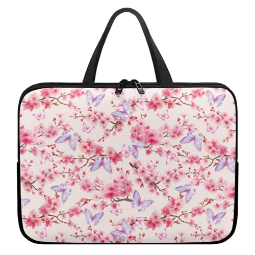 Treer Japanischer Stil Laptoptasche, Handtasche Damen Herren, Laptop Tasche mit Reißverschluss, Wasserdichte Laptop Rucksack,Notebook Tasche für Reisen/Business/Schule (Rosa,13 Zoll) von Treer