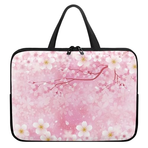 Treer Japanischer Stil Laptoptasche, Handtasche Damen Herren, Laptop Tasche mit Reißverschluss, Wasserdichte Laptop Rucksack,Notebook Tasche für Reisen/Business/Schule (Rosa,15 Zoll) von Treer