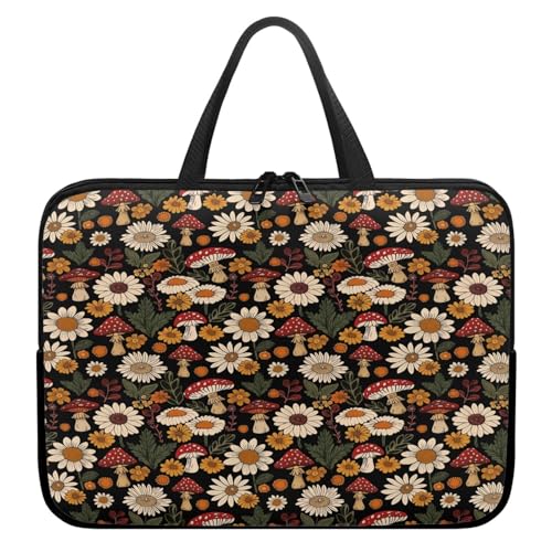 Treer Landschaftsdruck Laptoptasche, Handtasche Damen Herren, Laptop Tasche mit Reißverschluss, Wasserdichte Laptop Rucksack, Notebook Tasche für Reisen/Business/Schule (Blumen,12 Zoll) von Treer