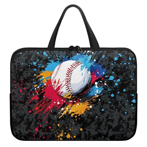 Treer Laptoptasche 10-17 Zoll, Baseball-Druck Handtasche Damen Herren, Laptop Tasche mit Reißverschluss, Wasserdichte Tragetasche Laptop Rucksack, Notebook Tasche für Business (Mehrfarbig,12 Zoll) von Treer
