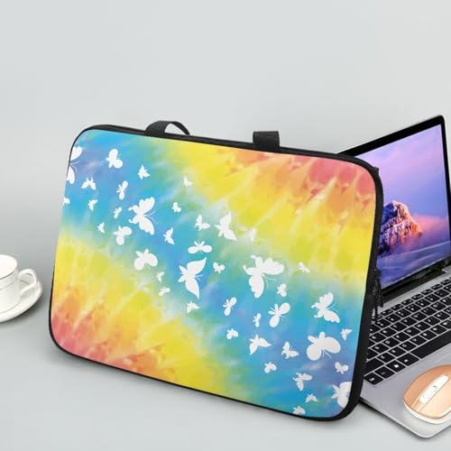 Treer Laptoptasche 10-17 Zoll, Batikmuster Handtasche Damen Herren, Laptop Tasche mit Reißverschluss, Wasserdichte Tragetasche Laptop Rucksack,Notebook Tasche für Business (Blau,17 Zoll) von Treer