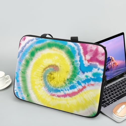 Treer Laptoptasche 10-17 Zoll, Batikmuster Handtasche Damen Herren, Laptop Tasche mit Reißverschluss, Wasserdichte Tragetasche Laptop Rucksack,Notebook Tasche für Business (Gelb,17 Zoll) von Treer