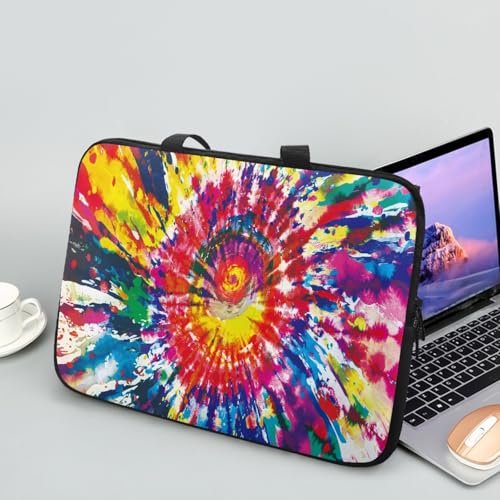 Treer Laptoptasche 10-17 Zoll, Batikmuster Handtasche Damen Herren, Laptop Tasche mit Reißverschluss, Wasserdichte Tragetasche Laptop Rucksack,Notebook Tasche für Business (Rot,12 Zoll) von Treer