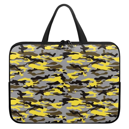 Treer Laptoptasche 10-17 Zoll, Camouflage-Druck Handtasche Damen Herren, Laptop Tasche mit Reißverschluss, Wasserdichte Tragetasche Laptop Rucksack, Notebook Tasche für Business (Grau 1,15 Zoll) von Treer