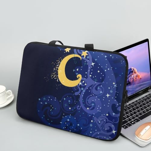 Treer Laptoptasche 10-17 Zoll, Eleganter Mond Handtasche Damen Herren, Laptop Tasche mit Reißverschluss, Wasserdichte Tragetasche Laptop Rucksack, Notebook Tasche für Business (Blau 1,15 Zoll) von Treer