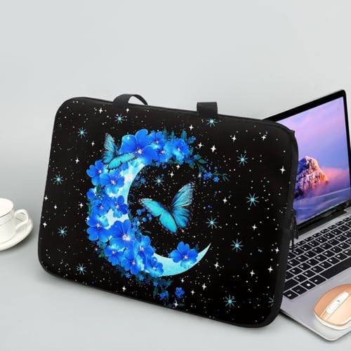 Treer Laptoptasche 10-17 Zoll, Eleganter Mond Handtasche Damen Herren, Laptop Tasche mit Reißverschluss, Wasserdichte Tragetasche Laptop Rucksack, Notebook Tasche für Business (Blau 2,15 Zoll) von Treer