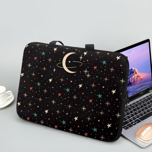 Treer Laptoptasche 10-17 Zoll, Eleganter Mond Handtasche Damen Herren, Laptop Tasche mit Reißverschluss, Wasserdichte Tragetasche Laptop Rucksack, Notebook Tasche für Business (Bunt,15 Zoll) von Treer