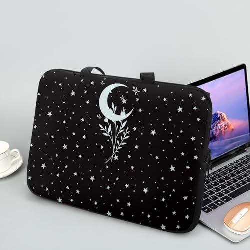 Treer Laptoptasche 10-17 Zoll, Eleganter Mond Handtasche Damen Herren, Laptop Tasche mit Reißverschluss, Wasserdichte Tragetasche Laptop Rucksack, Notebook Tasche für Business (Weiß,13 Zoll) von Treer