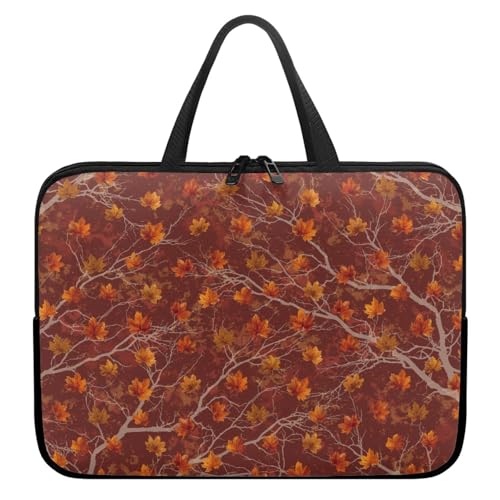 Treer Laptoptasche 10-17 Zoll, Filialen Drucken Handtasche Damen Herren, Laptop Tasche mit Reißverschluss, Wasserdichte Tragetasche Laptop Rucksack, Notebook Tasche für Business (Orange,15 Zoll) von Treer