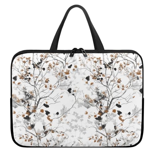 Treer Laptoptasche 10-17 Zoll, Filialen Drucken Handtasche Damen Herren, Laptop Tasche mit Reißverschluss, Wasserdichte Tragetasche Laptop Rucksack, Notebook Tasche für Business (Weiß 1,17 Zoll) von Treer