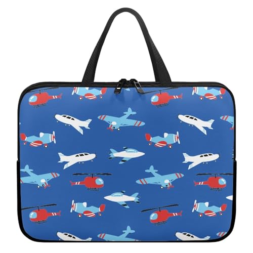Treer Laptoptasche 10-17 Zoll, Flugzeugdruck Handtasche Damen Herren, Laptop Tasche mit Reißverschluss, Wasserdichte Tragetasche Laptop Rucksack, Notebook Tasche für Business (Blau 3,12 Zoll) von Treer