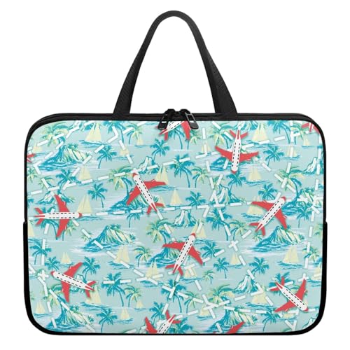 Treer Laptoptasche 10-17 Zoll, Flugzeugdruck Handtasche Damen Herren, Laptop Tasche mit Reißverschluss, Wasserdichte Tragetasche Laptop Rucksack, Notebook Tasche für Business (Grün 1,17 Zoll) von Treer