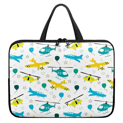 Treer Laptoptasche 10-17 Zoll, Flugzeugdruck Handtasche Damen Herren, Laptop Tasche mit Reißverschluss, Wasserdichte Tragetasche Laptop Rucksack, Notebook Tasche für Business (Weiß,13 Zoll) von Treer