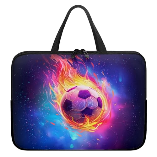 Treer Laptoptasche 10-17 Zoll, Fußball-Druck Handtasche Damen Herren, Laptop Tasche mit Reißverschluss, Wasserdichte Tragetasche Laptop Rucksack,Notebook Tasche für Business/Schule (Rosa,12 Zoll) von Treer