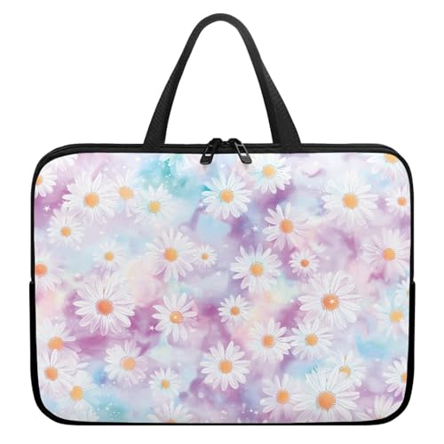 Treer Laptoptasche 10-17 Zoll, Gänseblümchen-Druck Handtasche Damen Herren, Laptop Tasche mit Reißverschluss, Wasserdichte Tragetasche Laptop Rucksack,Notebook Tasche für Business (Lila,12 Zoll) von Treer