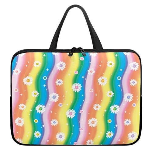 Treer Laptoptasche 10-17 Zoll, Gänseblümchen-Druck Handtasche Damen Herren, Laptop Tasche mit Reißverschluss, Wasserdichte Tragetasche Laptop Rucksack,Notebook Tasche für Business (Regenbogen,15 Zoll) Treer Laptoptasche 10-17 Zoll, Gänseblümchen-Druck Handtasche Damen Herren, Laptop Tasche mit Reißverschluss, Wasserdichte Tragetasche Laptop Rucksack,Notebook Tasche für Business (Regenbogen,15 Zoll) von Treer