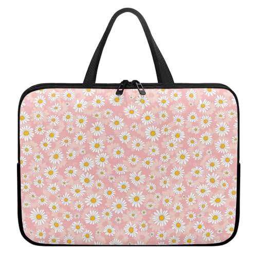 Treer Laptoptasche 10-17 Zoll, Gänseblümchen-Druck Handtasche Damen Herren, Laptop Tasche mit Reißverschluss, Wasserdichte Tragetasche Laptop Rucksack,Notebook Tasche für Business (Rosa,13 Zoll) von Treer