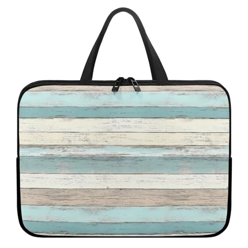 Treer Laptoptasche 10-17 Zoll, Holzpaneel-Stil Handtasche Damen Herren, Laptop Tasche mit Reißverschluss, Wasserdichte Tragetasche Laptop Rucksack, Notebook Tasche für Business (Grün,17 Zoll) von Treer