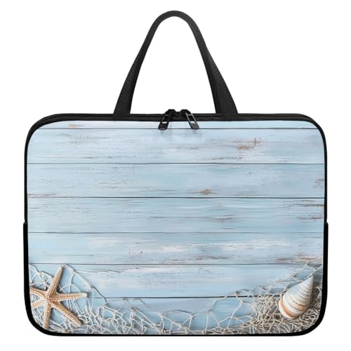 Treer Laptoptasche 10-17 Zoll, Holzpaneel-Stil Handtasche Damen Herren, Laptop Tasche mit Reißverschluss, Wasserdichte Tragetasche Laptop Rucksack, Notebook Tasche für Business (Hellblau,13 Zoll) von Treer