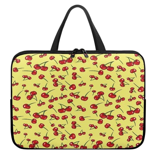 Treer Laptoptasche 10-17 Zoll, Kirschendruck Handtasche Damen Herren, Laptop Tasche mit Reißverschluss, Wasserdichte Tragetasche Laptop Rucksack, Notebook Tasche für Business (Gelb,15 Zoll) von Treer