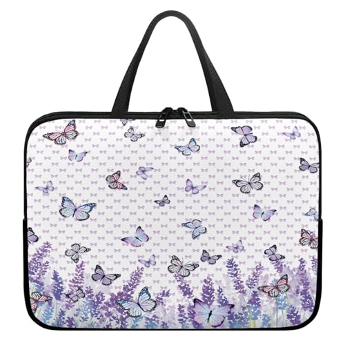 Treer Laptoptasche 10-17 Zoll, Lavendeldruck Handtasche Damen Herren, Laptop Tasche mit Reißverschluss, Wasserdichte Tragetasche Laptop Rucksack, Notebook Tasche für Business (Lila 9,17 Zoll) von Treer