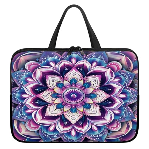 Treer Laptoptasche 10-17 Zoll, Mandala-Druck Handtasche Damen Herren, Laptop Tasche mit Reißverschluss, Wasserdichte Tragetasche Laptop Rucksack, Notebook Tasche für Business (Rosa,13 Zoll) von Treer