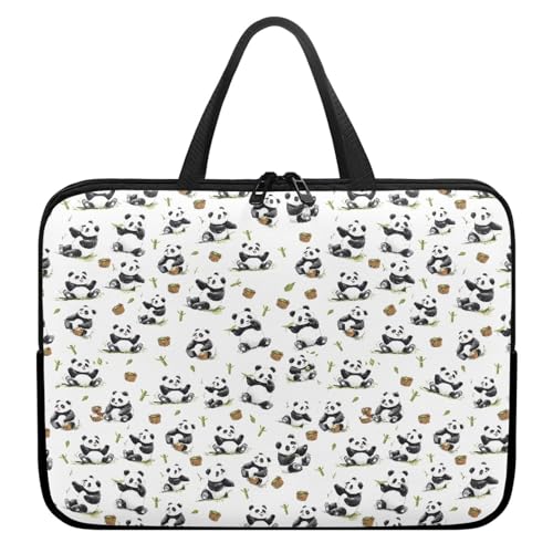 Treer Laptoptasche 10-17 Zoll, Panda-Druck Handtasche Damen Herren, Laptop Tasche mit Reißverschluss, Wasserdichte Tragetasche Laptop Rucksack,Notebook Tasche für Business/Schule (Weiß 3,17 Zoll) von Treer