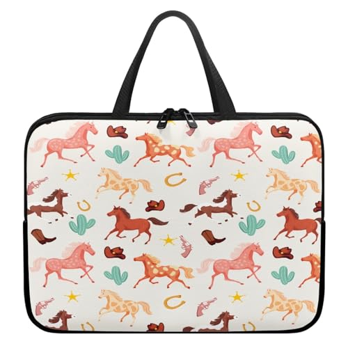 Treer Laptoptasche 10-17 Zoll, Pferdemuster Handtasche Damen Herren, Laptop Tasche mit Reißverschluss, Wasserdichte Tragetasche Laptop Rucksack, Notebook Tasche für Business (Bunt,17 Zoll) von Treer