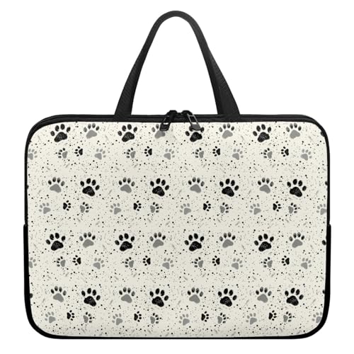 Treer Laptoptasche 10-17 Zoll, Pfotenabdruckmuster Handtasche Damen Herren, Laptop Tasche mit Reißverschluss, Wasserdichte Tragetasche Laptop Rucksack, Notebook Tasche für Reisen (Beige,15 Zoll) von Treer