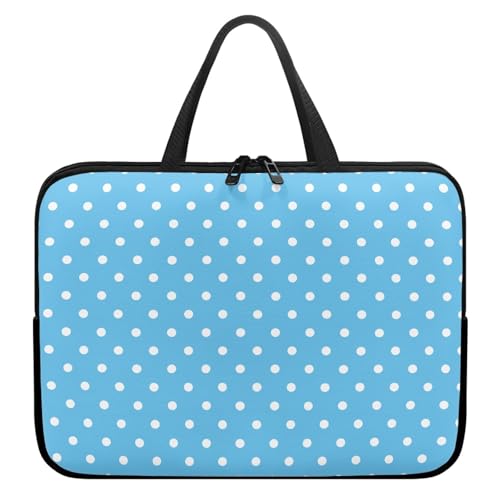 Treer Laptoptasche 10-17 Zoll, Punktemuster Handtasche Damen Herren, Laptop Tasche mit Reißverschluss, Wasserdichte Tragetasche Laptop Rucksack, Notebook Tasche für Business (Blau,10 Zoll) von Treer