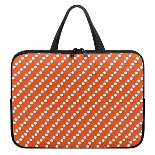 Treer Laptoptasche 10-17 Zoll, Punktemuster Handtasche Damen Herren, Laptop Tasche mit Reißverschluss, Wasserdichte Tragetasche Laptop Rucksack, Notebook Tasche für Business (Orange,12 Zoll) von Treer